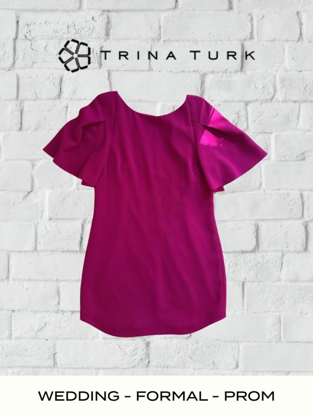 Trina Turk Fuchsia Pink Flutter Sleeve Shift Dress | Like New | Size 10